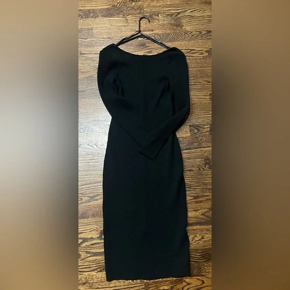Black Sweater Midi Dress with Scoop back - Picture 6 of 6